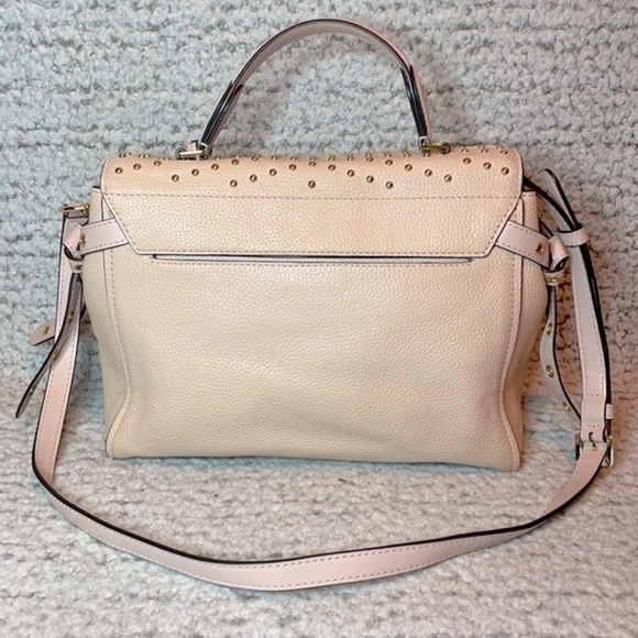 Michael Kors Bristol Studded Leather Satchel Crossbody Purse Shoulder Bag Pink - Picture 11 of 16